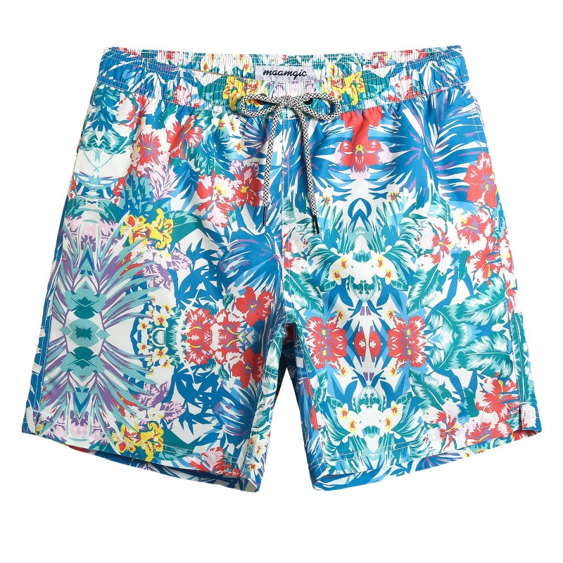maamgic Mens Swim Trunks Quick Dry Swim Shorts with Mesh Lining Funny Swimwear Bathing Suits 7inch Hawaii Floral XX-Large - Image 1